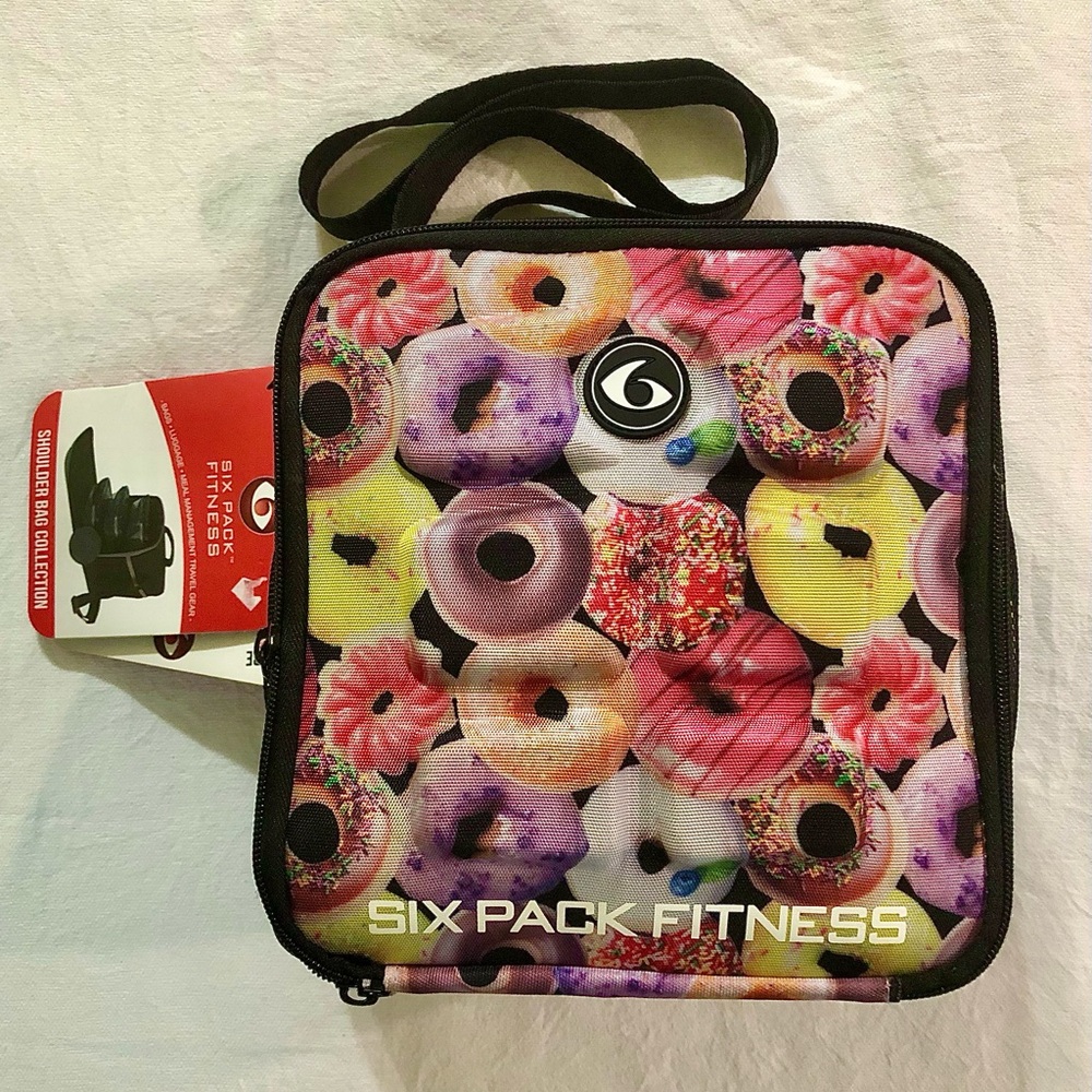 NEW Six Pack Fitness Donut Print Lunch Bag